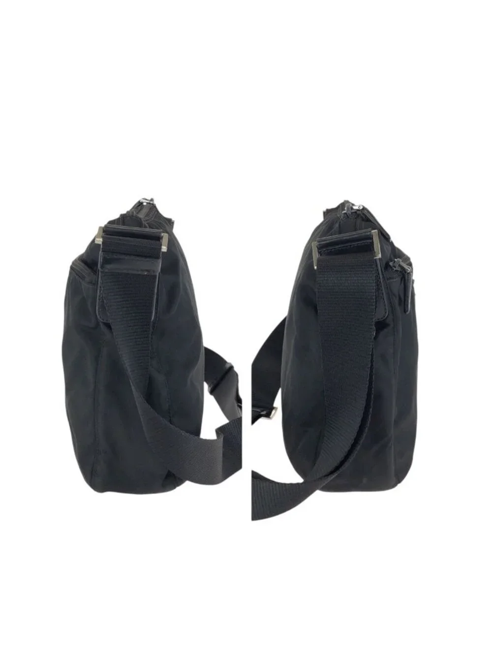 Prada Tessuto Black Silver Nylon Shoulder